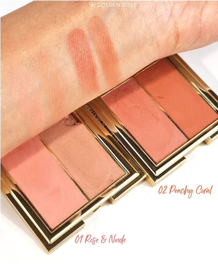 Golden Rose Iconic Blush Duo - 02 Peachy Coral Rose Gold