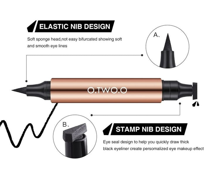 O.TWO.O Eyeliner Stamp Black Liquid Eyeliner Pen Rose Gold