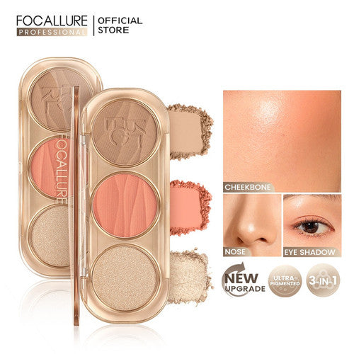 Fucallure 3in1 Highlight & Blusher  (Shades) Rose Gold