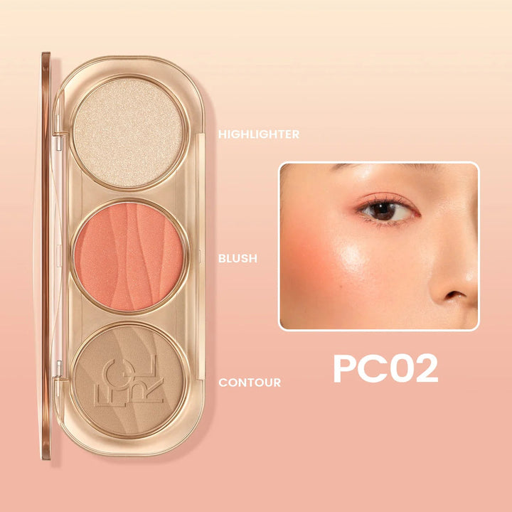 Fucallure 3in1 Highlight & Blusher  (Shades) Rose Gold