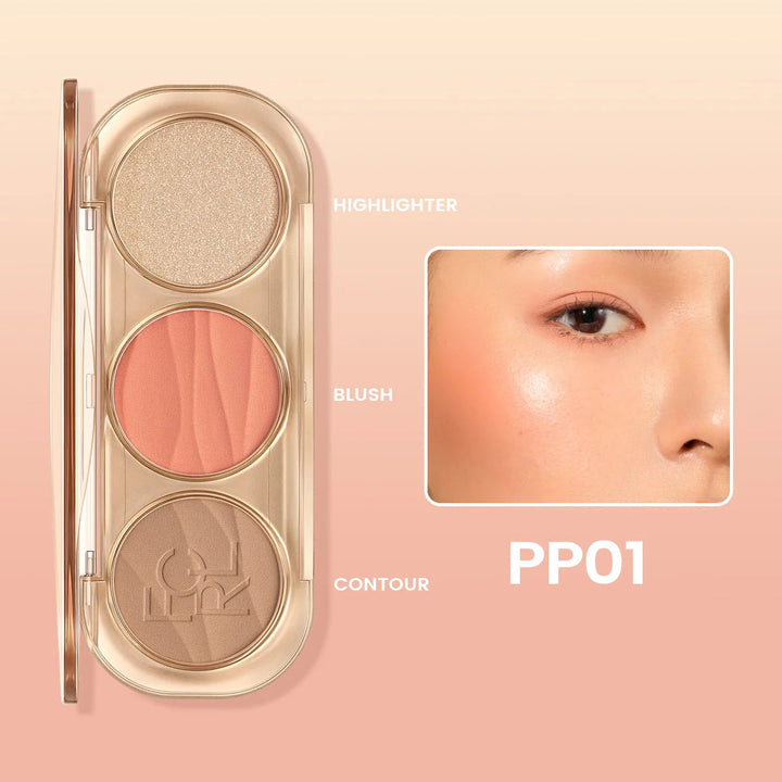 Fucallure 3in1 Highlight & Blusher  (Shades) Rose Gold