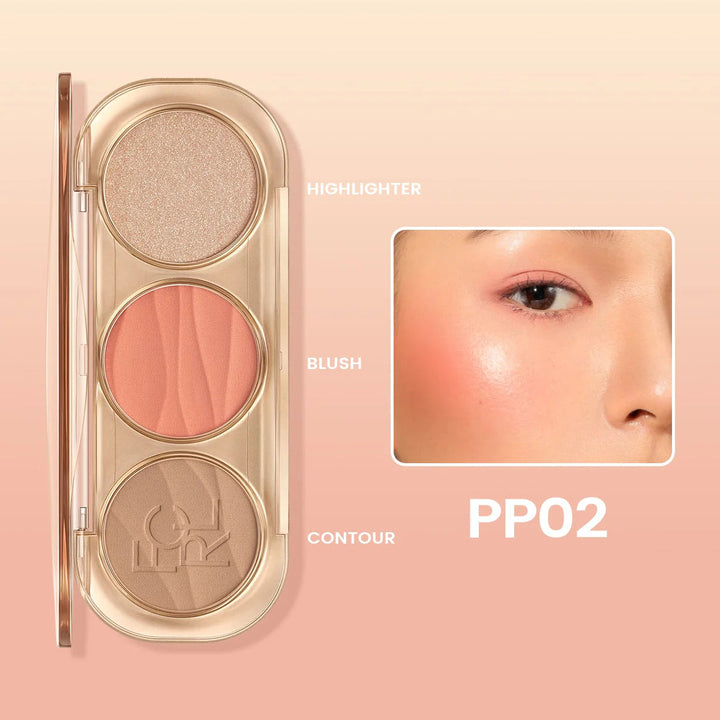 Fucallure 3in1 Highlight & Blusher  (Shades) Rose Gold