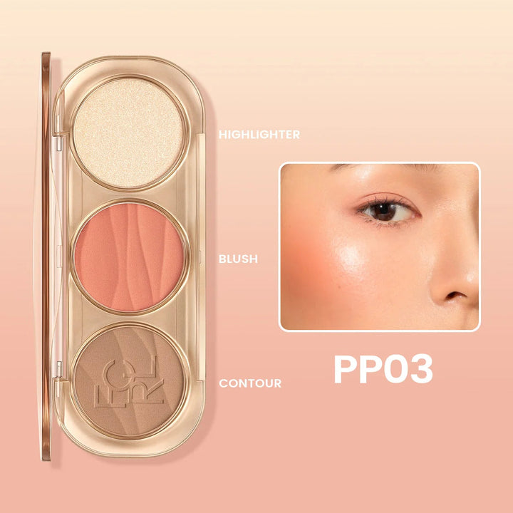 Fucallure 3in1 Highlight & Blusher  (Shades) Rose Gold