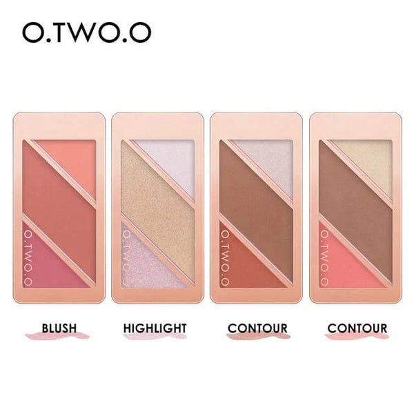 O.TWO.O 3 IN 1 blush, highlighter and contour palette Rose Gold