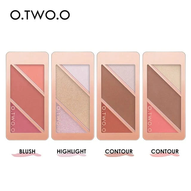 O.TWO.O 3 IN 1 blush, highlighter and contour palette Rose Gold