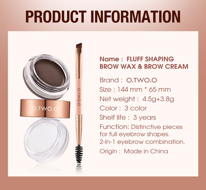 O.TWO.O Fluff Shaping Brow Wax & Brow Cream Rose Gold