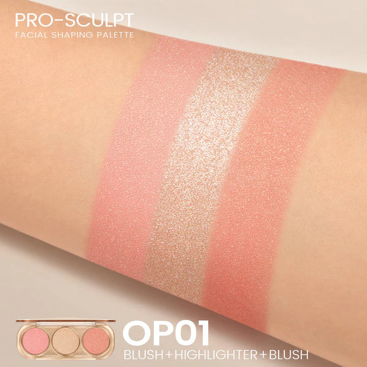 Fucallure 3in1 Highlight & Blusher  (Shades) Rose Gold