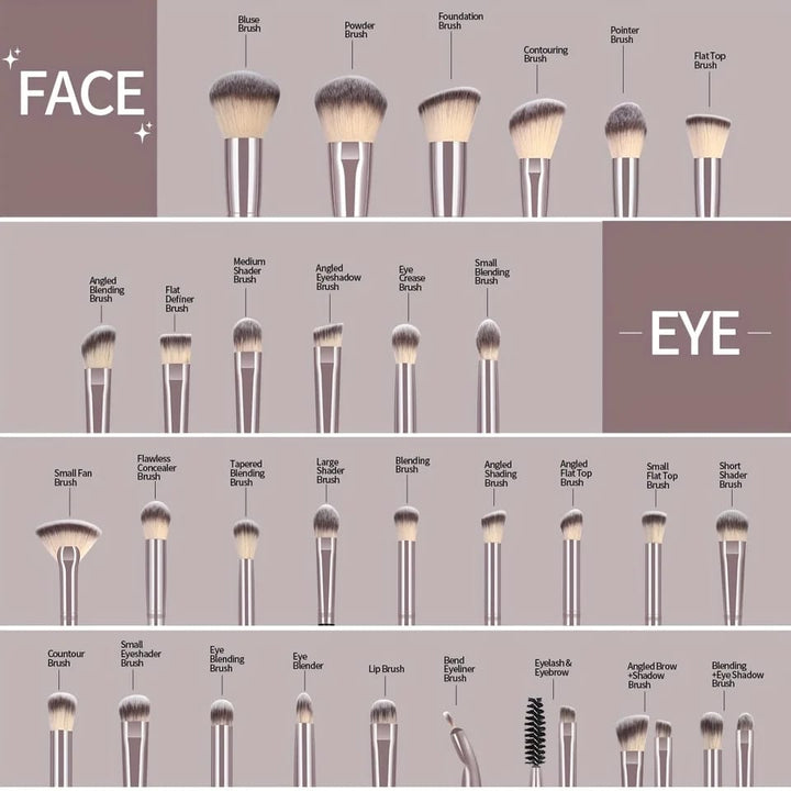 MAANGE Professional Makeup Brush Set 30 pics Pink Coffee Rose Gold