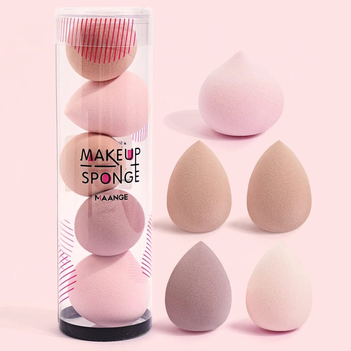 5 blender Beauty Sponge with container Rose Gold